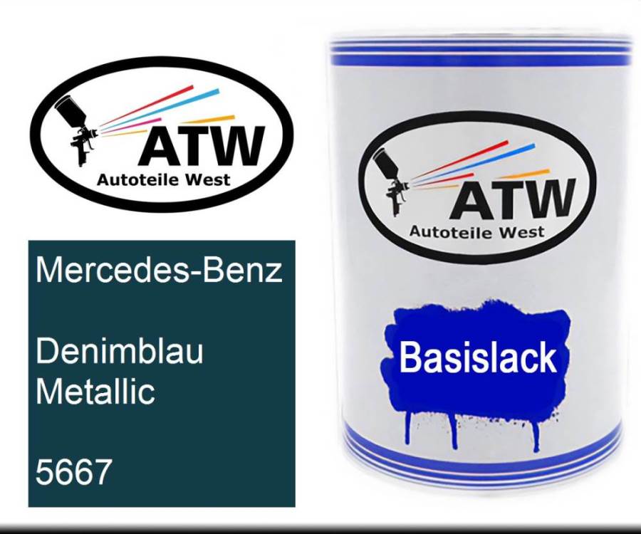 Mercedes-Benz, Denimblau Metallic, 5667: 500ml Lackdose, von ATW Autoteile West.